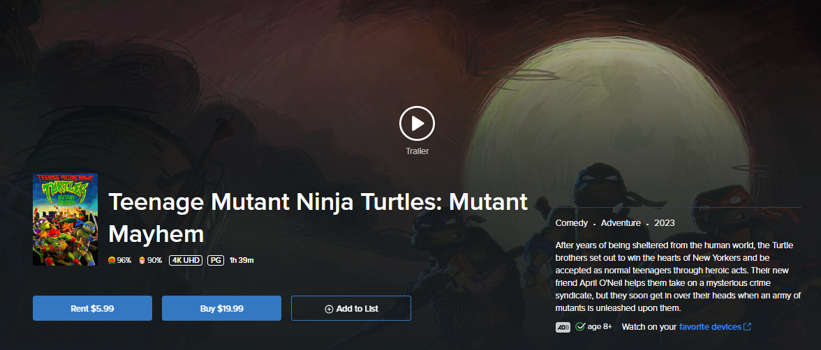 🐢 TEENAGE MUTANT NINJA TURTLES: MUTANT MAYHEM #4KUltraHD