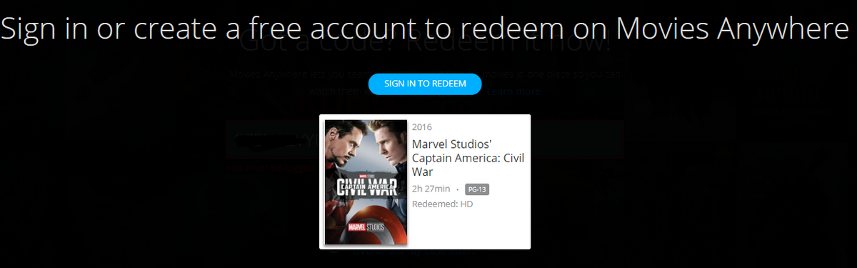 Captain America: Civil War HD Digital Code (2016) (Redeems in