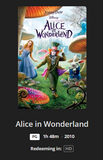 Alice in Wonderland HD Digital Code (2010) (Redeems in Movies Anywhere; HDX Vudu Fandango & HD iTunes Apple TV Transfer From Movies Anywhere)