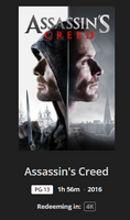 Assassin's Creed 4K Digital Code (2016) (Redeems in Movies Anywhere; UHD Vudu & 4K iTunes Transfer From Movies Anywhere)