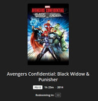 Avengers Confidential: Black Widow and Punisher SD Digital Code (2014) (Redeems in Movies Anywhere; SD Vudu Fandango at Home & SD iTunes Apple TV Transfer From Movies Anywhere) (THIS IS A STANDARD DEFINITION [SD] CODE)