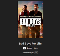 Bad Boys For Life SD Digital Code (Redeems in Movies Anywhere; SD Vudu & SD iTunes & SD Google TV Transfer From Movies Anywhere) (THIS IS A STANDARD DEFINITION [SD] CODE)