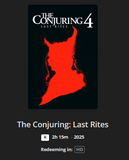 The Conjuring 4: Last Rites HD Digital Code (2025) (Redeems in Movies Anywhere; HDX Vudu Fandango at Home & HD iTunes Apple TV Transfer From Movies Anywhere)