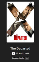 The Departed 4K Digital Code (2006) (Redeems in Movies Anywhere; 4K Vudu Fandango at Home & 4K iTunes Apple TV Transfer From Movies Anywhere)