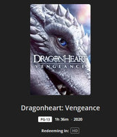 Dragonheart: Vengeance HD Digital Code (2020) (Redeems in Movies Anywhere; HDX Vudu Fandango at Home & HD iTunes Apple TV Transfer From Movies Anywhere)