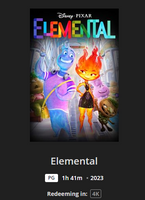 Elemental 4K Digital Code (Redeems in Movies Anywhere; UHD Vudu & 4K iTunes Transfer From Movies Anywhere)