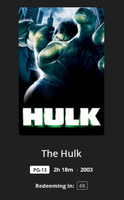 The Hulk 4K Digital Code (2003) (Redeems in Movies Anywhere; 4K Vudu Fandango at Home & 4K iTunes Apple TV Transfer From Movies Anywhere)