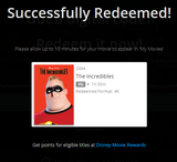 The Incredibles 4K Digital Code (2004) (Redeems in Movies Anywhere; 4K Vudu Fandango at Home & 4K iTunes Apple TV Transfer From Movies Anywhere)