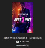 John Wick: Chapter 3 - Parabellum 4K Digital Code (2019) (Redeems in Movies Anywhere; 4K Vudu Fandango at Home & 4K iTunes Apple TV Transfer From Movies Anywhere)
