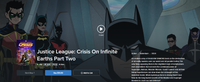 Justice League: Crisis on Infinite Earths Part Two 4K Digital Code (2024) (Redeems in Movies Anywhere; 4K Vudu Fandango at Home & 4K iTunes Apple TV Transfer From Movies Anywhere)