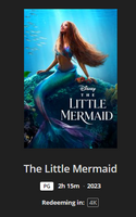 The Little Mermaid 4K Digital Code (2023 live action) (Redeems in Movies Anywhere; UHD Vudu & 4K iTunes Transfer From Movies Anywhere)