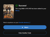 The Long Walk Vudu Fandango at Home 4K Digital Code (2025)