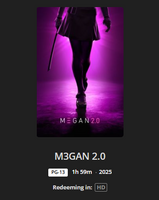 M3GAN 2.0 Theatrical + Unrated Versions HD Digital Code (2025) (Redeems in Movies Anywhere; HDX Vudu Fandango at Home & HD iTunes Apple TV Transfer From Movies Anywhere)