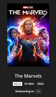The Marvels 4K Digital Code (2023) (Redeems in Movies Anywhere; 4K Vudu Fandango at Home & 4K iTunes Apple TV Transfer From Movies Anywhere)