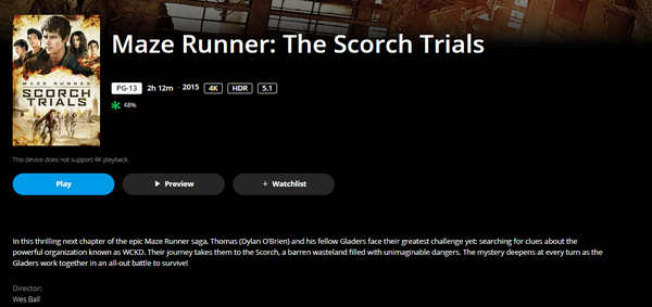 Maze Runner: The Scorch Trials iTunes 4K Digital Code (2015) (Redeems –  Nick's Digital Codes