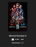 Mortal Kombat II 4K Digital Code (2026) (Redeems in Movies Anywhere; 4K Vudu Fandango & 4K iTunes Apple TV Transfer From Movies Anywhere)