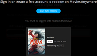 Mulan 4K Digital Code (2020 live action) (Redeems in Movies Anywhere; UHD Vudu & 4K iTunes & 4K Google TV Transfer From Movies Anywhere)