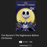 The Nightmare Before Christmas 4K Digital Code (1993) (Redeems in Movies Anywhere; 4K Vudu Fandango at Home & 4K iTunes Apple TV Transfer From Movies Anywhere)