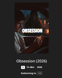 Obsession HD Digital Code (2026) (Redeems in Movies Anywhere; HDX Vudu Fandango & HD iTunes Apple TV Transfer From Movies Anywhere)