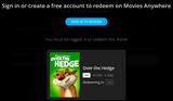 Over the Hedge HD Digital Code (2006) (Redeems in Movies Anywhere; HDX Vudu Fandango at Home & HD iTunes Apple TV Transfer From Movies Anywhere)