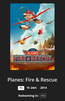 Planes: Fire & Rescue HD Digital Code (2014) (Redeems in Movies Anywhere; HDX Vudu Fandango at Home & HD iTunes Apple TV Transfer From Movies Anywhere)