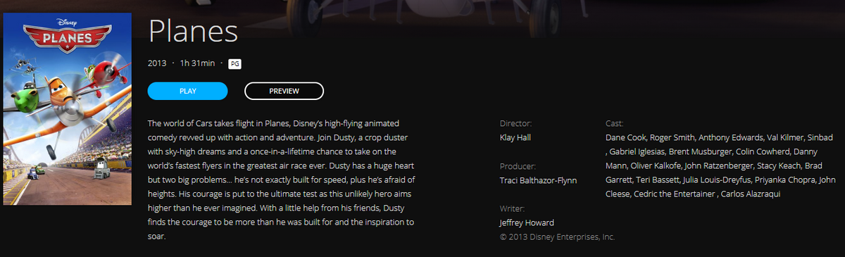 Planes HD Digital Code (2013) (Redeems in Movies Anywhere; HDX Vudu Fa ...