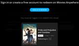 Pride and Prejudice and Zombies 4K Digital Code (2016) (Redeems in Movies Anywhere; UHD Vudu Fandango at Home & 4K iTunes Apple TV Transfer From Movies Anywhere)