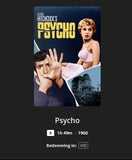 Psycho HD Digital Code (1960) (Redeems in Movies Anywhere; HDX Vudu Fandango at Home & HD iTunes Apple TV Transfer From Movies Anywhere)