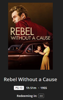 Rebel Without a Cause 4K Digital Code (Redeems in Movies Anywhere; UHD Vudu & 4K iTunes Transfer From Movies Anywhere)