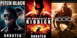 The Riddick 3-Movie Unrated Collection HD Digital Codes (Redeems in Movies Anywhere; HDX Vudu Fandango at Home & HD iTunes Apple TV Transfer From MA)