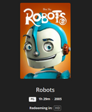 Robots HD Digital Code (2005) (Redeems in Movies Anywhere; HDX Vudu Fandango at Home & HD iTunes Apple TV Transfer From Movies Anywhere)