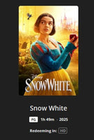 Snow White HD Digital Code (2025) (Redeems in Movies Anywhere; HDX Vudu Fandango at Home & HD iTunes Apple TV Transfer From Movies Anywhere)
