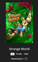 Strange World 4K Digital Code (2022) (Redeems in Movies Anywhere; 4K Vudu Fandango at Home & 4K iTunes Apple TV Transfer From Movies Anywhere)