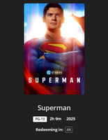 Superman 4K Digital Code (2025) (Redeems in Movies Anywhere; 4K Vudu Fandango at Home & 4K iTunes Apple TV Transfer From Movies Anywhere)