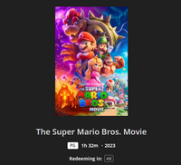 The Super Mario Bros. Movie 4K Digital Code (2023) (Redeems in Movies Anywhere; 4K Vudu Fandango at Home & 4K iTunes Apple TV Transfer From Movies Anywhere)