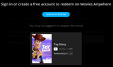 Toy Story 4K Digital Code (1995) (Redeems in Movies Anywhere; 4K Vudu Fandango at Home & 4K iTunes Apple TV Transfer From Movies Anywhere)