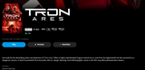 Tron: Ares 4K Digital Code (2025) (Redeems in Movies Anywhere; 4K Vudu Fandango at Home & 4K iTunes Apple TV Transfer From Movies Anywhere)