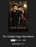 The Twilight Saga: New Moon HD Digital Code (2009 Theatrical) (Redeems in Movies Anywhere; HDX Vudu Fandango at Home & HD iTunes Apple TV Transfer From Movies Anywhere)