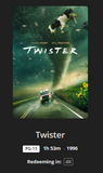 Twister 4K Digital Code (1996) (Redeems in Movies Anywhere; UHD Vudu Fandango at Home & 4K iTunes Apple TV Transfer From Movies Anywhere)