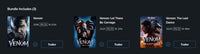 Venom 3-Movie Collection 4K Digital Codes (Redeems in Movies Anywhere; 4K Vudu Fandango at Home & 4K iTunes Apple TV Transfer From Movies Anywhere) (3 Movies, 3 Codes)