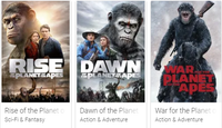 Planet of the Apes Trilogy HD Digital Codes (Redeems in Movies Anywhere; HDX Vudu & HD iTunes & HD Google TV Transfer From Movies Anywhere) (3 Movies, 3 Codes)