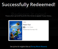 Peter Pan Walt Disney Signature Collection HD Digital Code (Redeems in Movies Anywhere; HDX Vudu & HD iTunes & HD Google TV Transfer From Movies Anywhere)