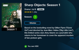 Sharp Objects Season 1 Vudu HDX Digital Code (8 Episodes)
