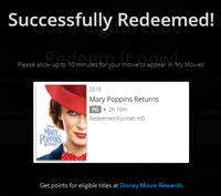 Mary Poppins Returns HD Digital Code (2018) (Redeems in Movies Anywhere; HDX Vudu Fandango at Home & HD iTunes Apple TV Transfer From Movies Anywhere)