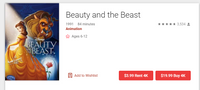 Beauty and the Beast Walt Disney Signature Collection 4K Digital Code (1991 Animated) (Redeems in Movies Anywhere; UHD Vudu & 4K iTunes & 4K Google TV Transfer From Movies Anywhere)