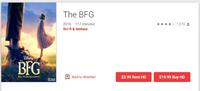 The BFG Google TV HD Digital Code (Redeems in Google TV; HD Movies Anywhere & HDX Vudu & HD iTunes Transfer Across Movies Anywhere)
