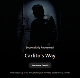Carlito's Way 4K Digital Code (1993) (Redeems in Movies Anywhere; 4K Vudu Fandango at Home & 4K iTunes Apple TV Transfer From Movies Anywhere)