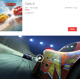 Cars 3 iTunes 4K Digital Code (Redeems in iTunes; UHD Vudu & 4K Google TV Transfer Across Movies Anywhere)