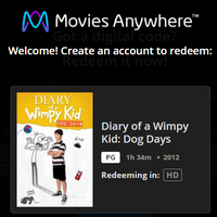Diary of a Wimpy Kid 3: Dog Days HD Digital Code (2012) (Redeems in Movies Anywhere; HDX Vudu & HD iTunes & HD Google TV Transfer From Movies Anywhere)