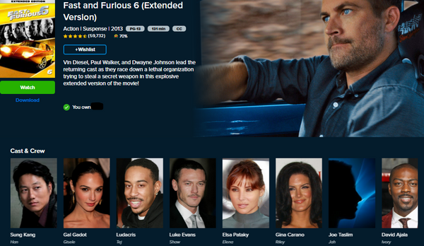 Fast & Furious 6 HD Digital Code (2013 Extended Version) (Redeems in ...